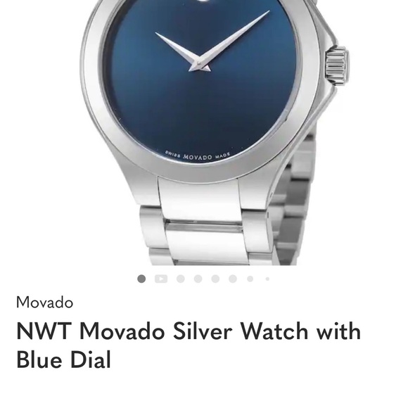 Movado Classic Silver Watch with Deep Blue Dial - Picture 6 of 6
